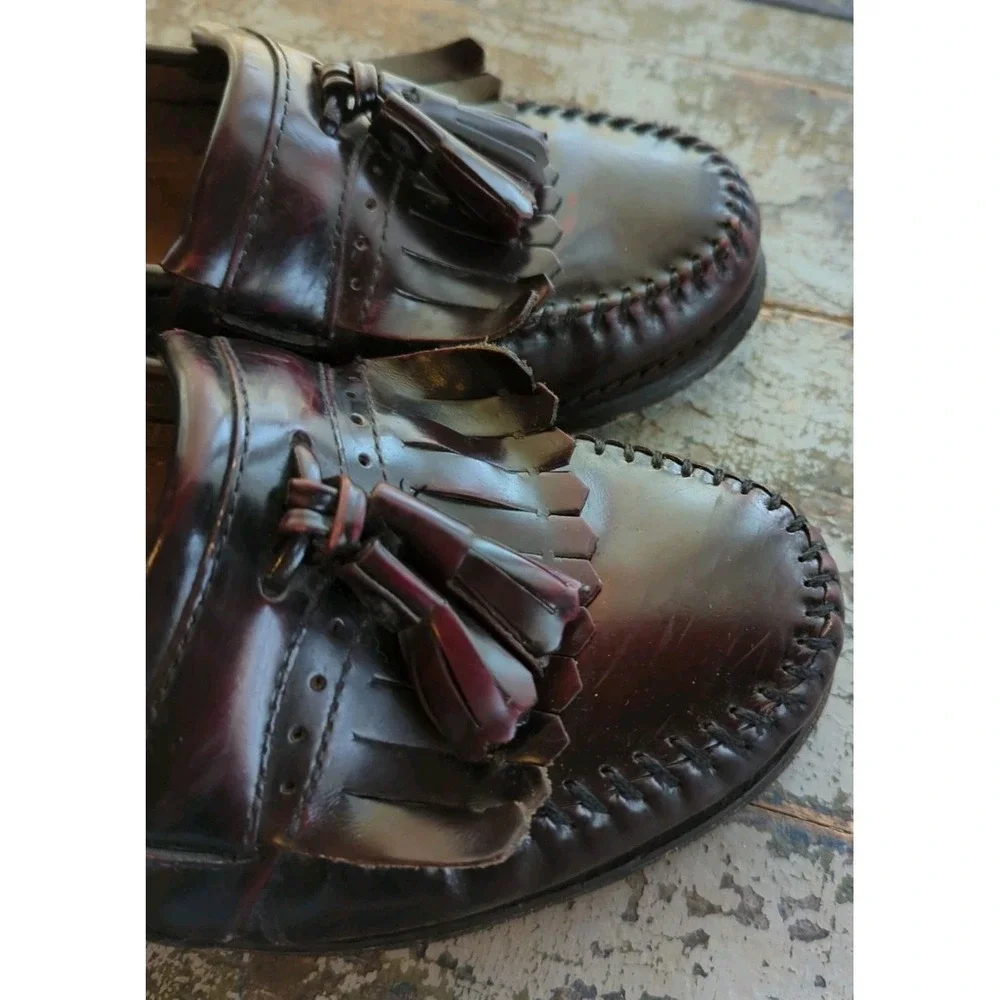 Bass & Co. Men's Vintage Weejuns Leather Dress Loafers Tassels Burgundy Size 9 D